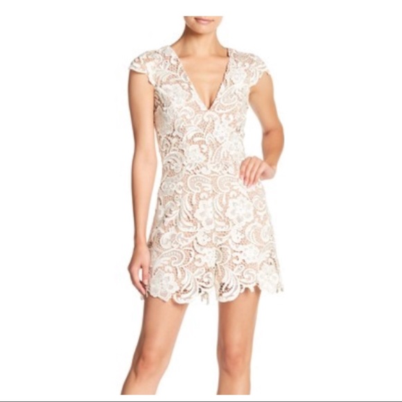 DRESS THE POPULATION V-NECK ROMPER - Picture 8 of 8